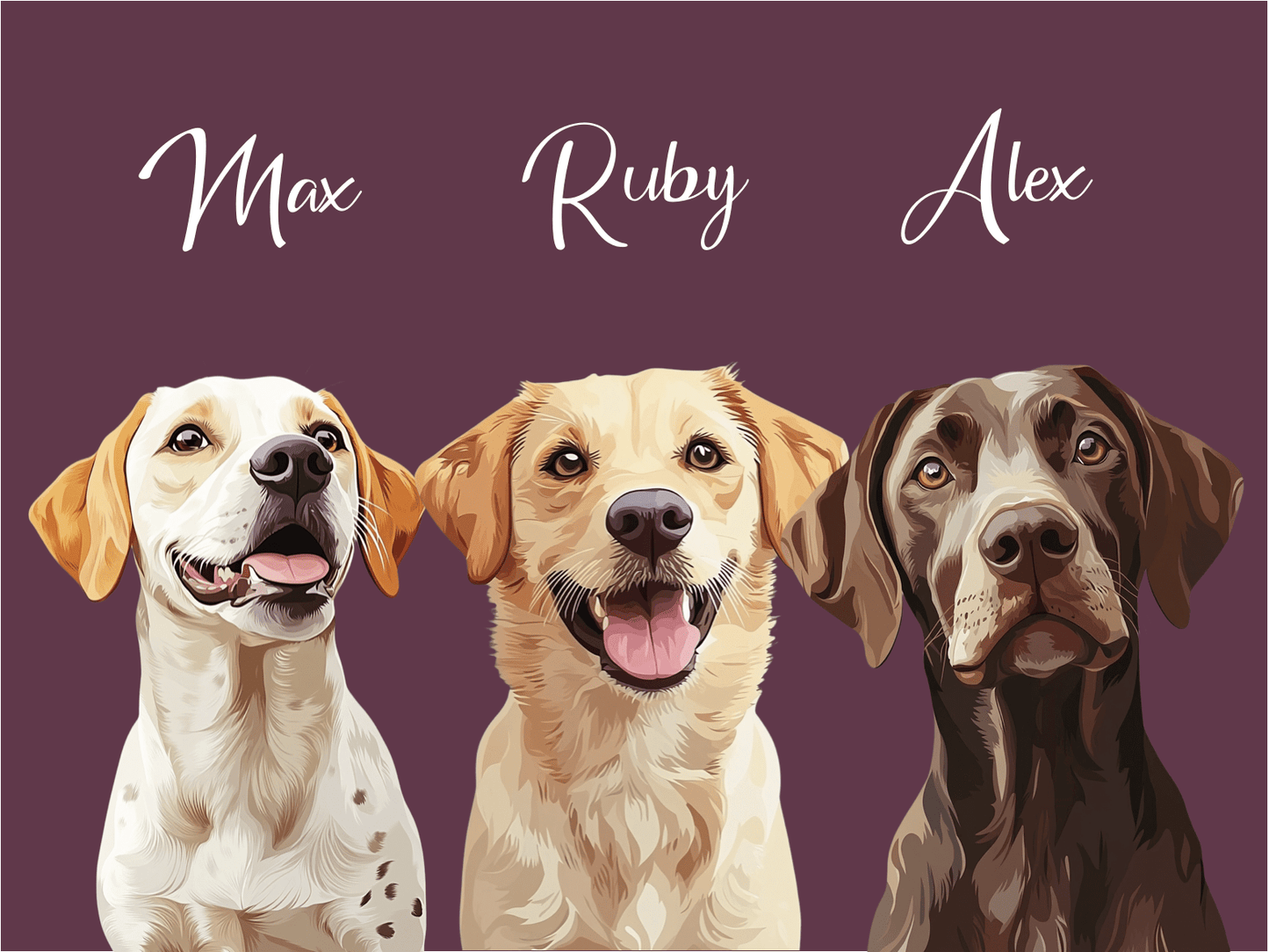 minimalist custom group dog portrait artwork