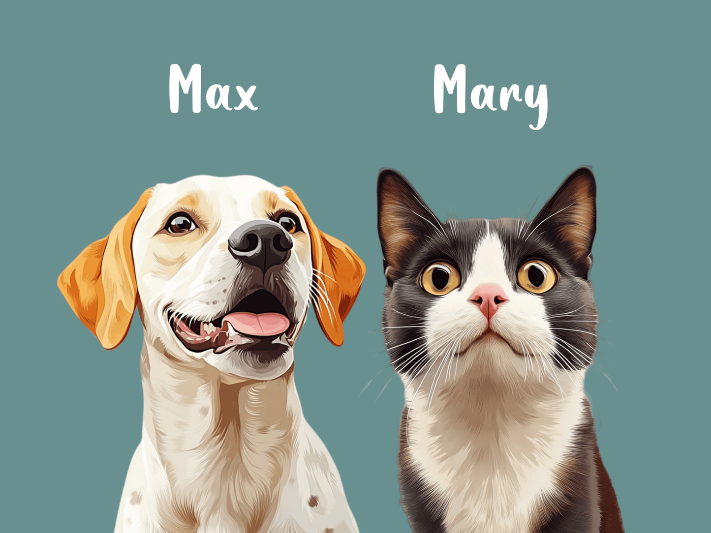 custom pet portrait multiple pets simple style