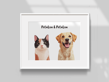 group pet portrait minimalist artwork