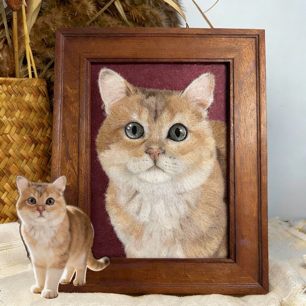 custom cat needle felt portrait art