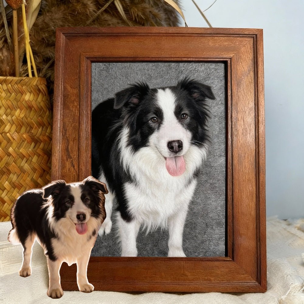 handmade needle felt dog portrait