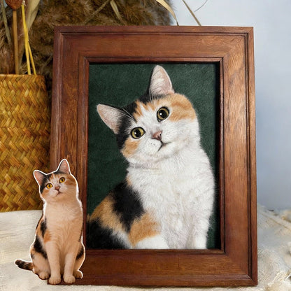 custom wool felt cat portrait