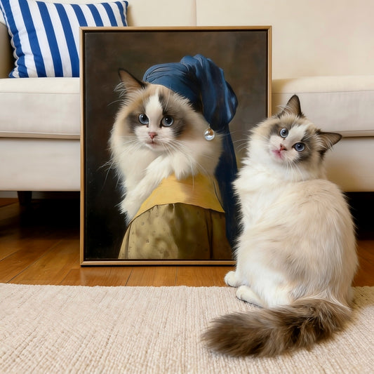 Pet with a Pearl Earring - Custom Pet Portrait