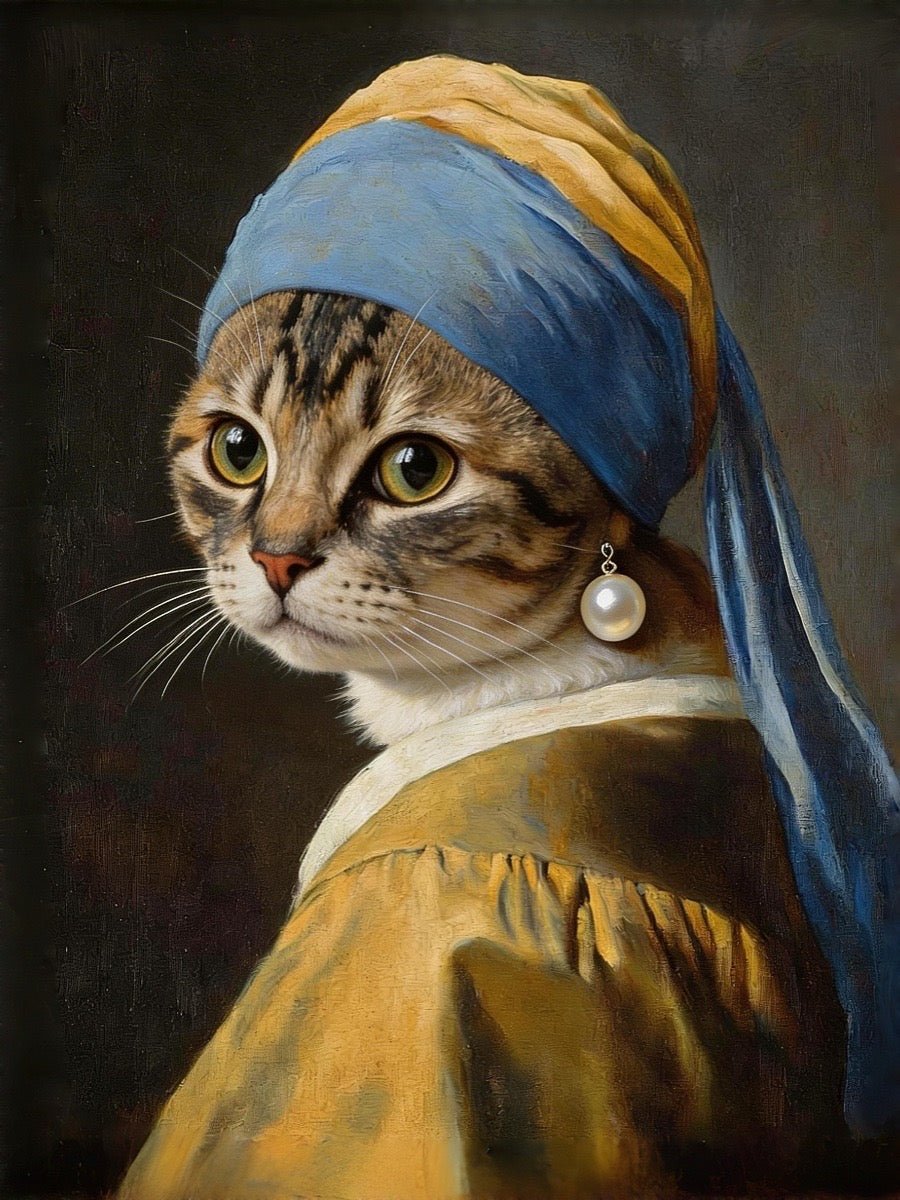 custom cat portrait soft light baroque art