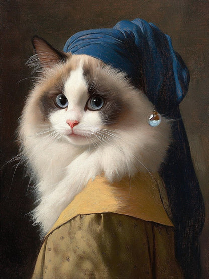 Pet with a Pearl Earring – Custom Baroque Pet Portrait - PetLouvre