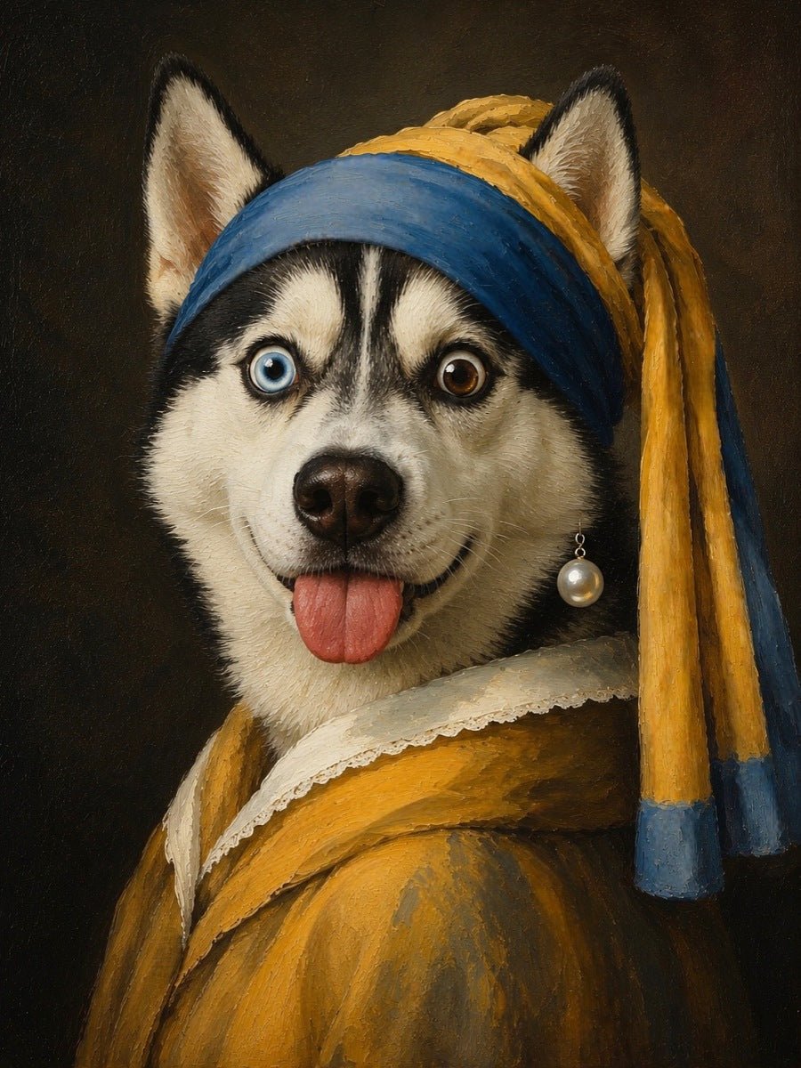 Pet with a Pearl Earring – Custom Baroque Pet Portrait - PetLouvre
