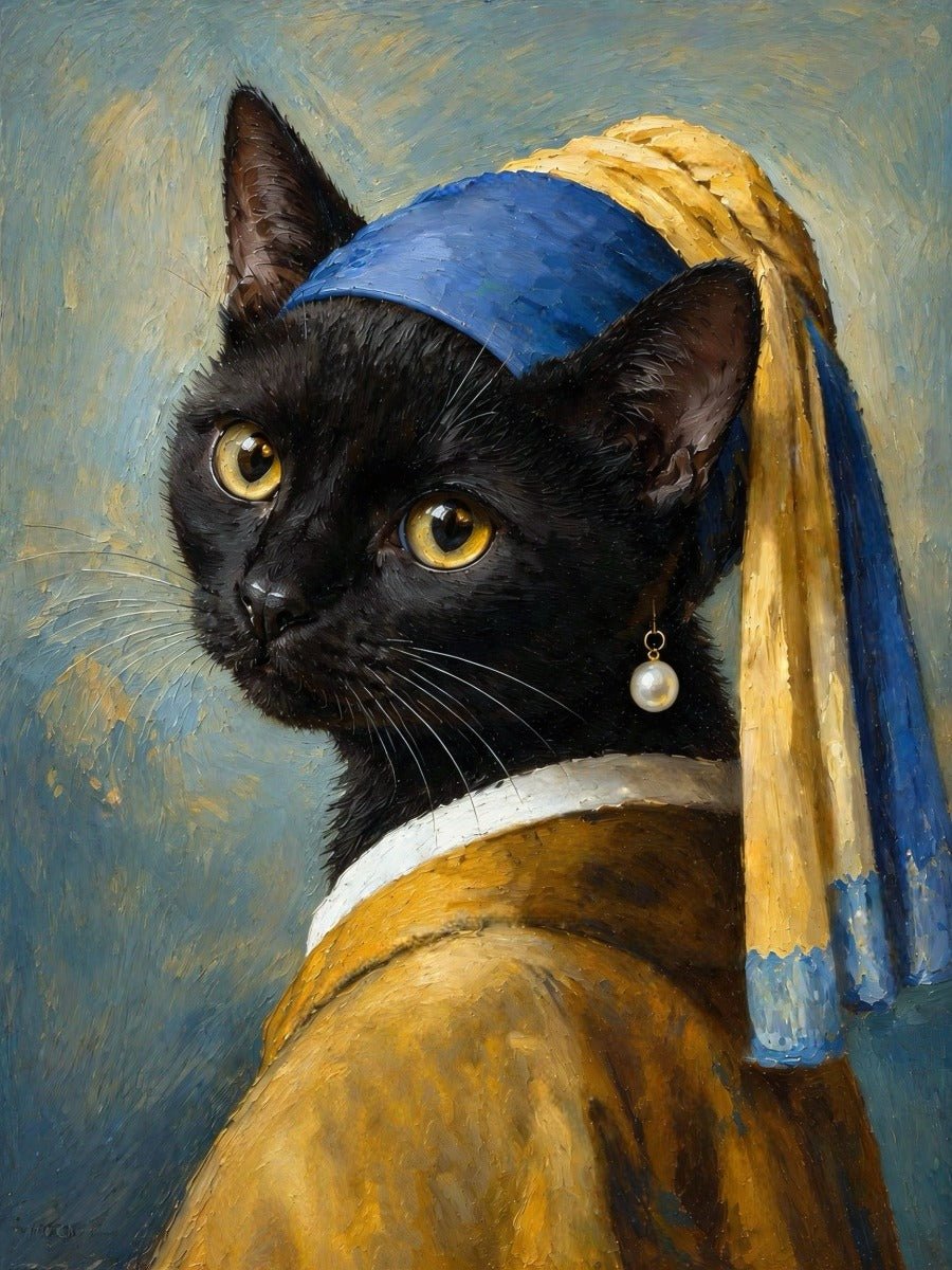 Pet with a Pearl Earring – Custom Baroque Pet Portrait - PetLouvre