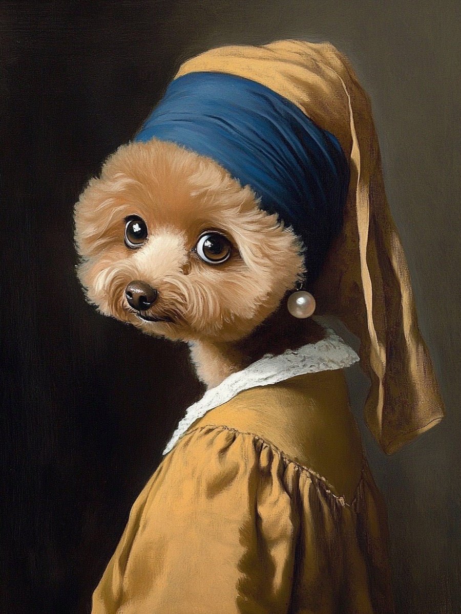 baroque style custom dog portrait artwork