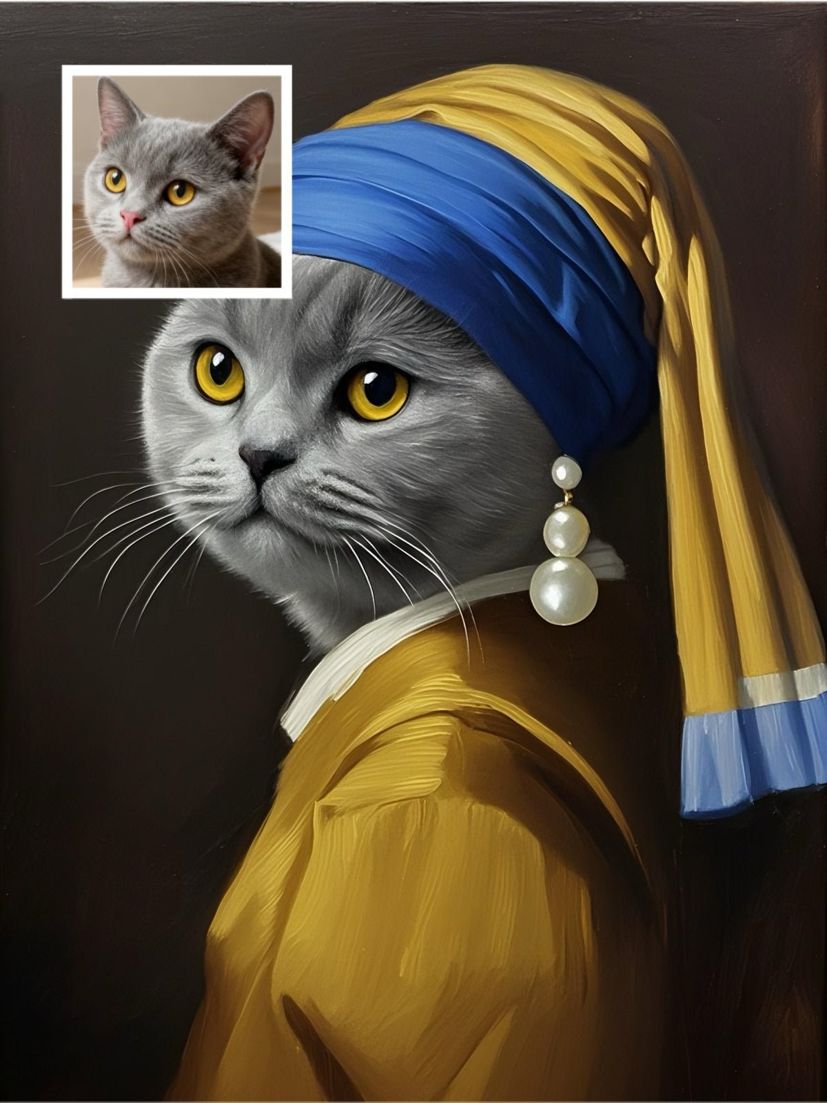 Pet with a Pearl Earring - Custom Pet Portrait - PetLouvre