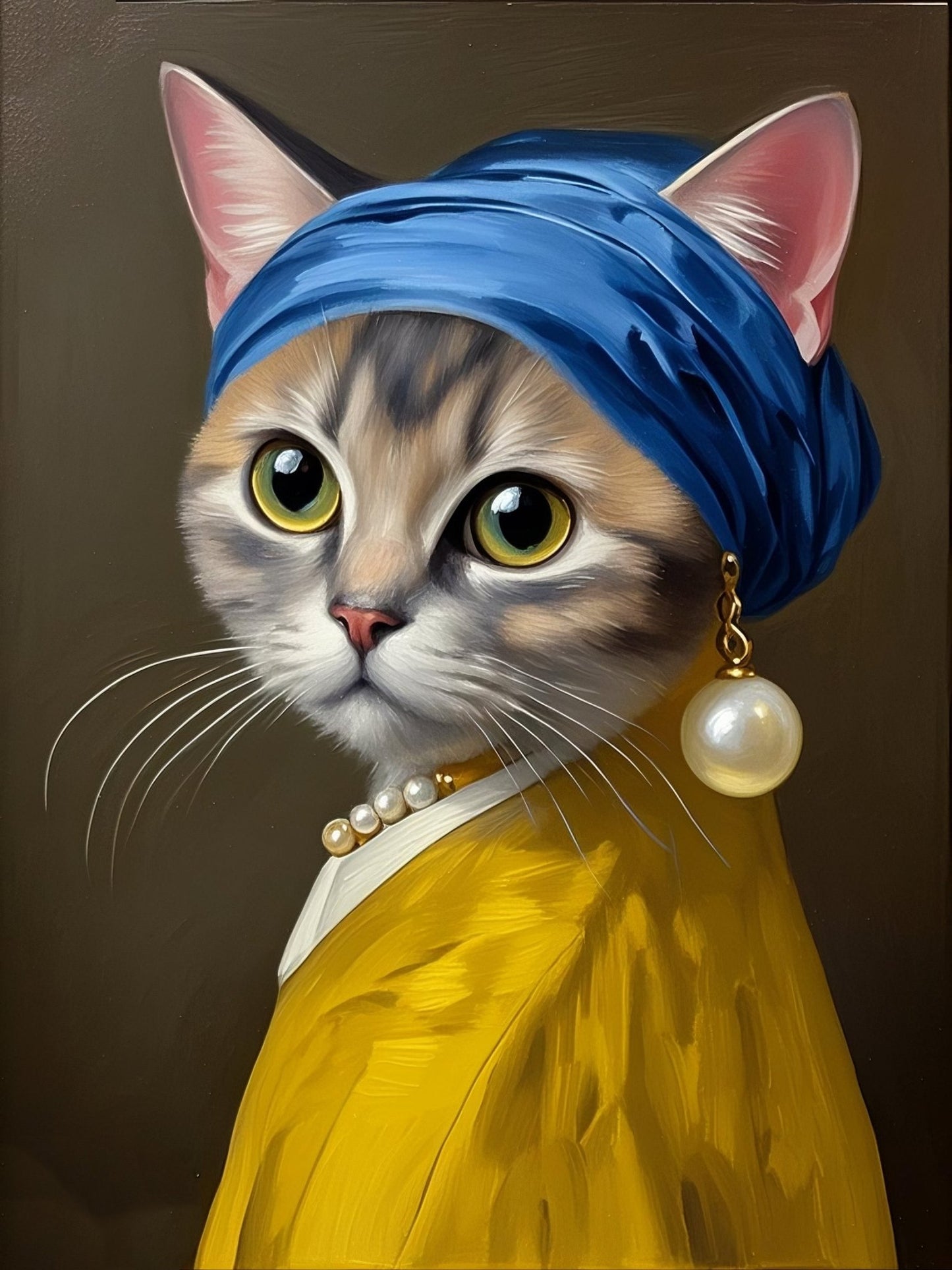 Pet with a Pearl Earring - Custom Pet Portrait - PetLouvre