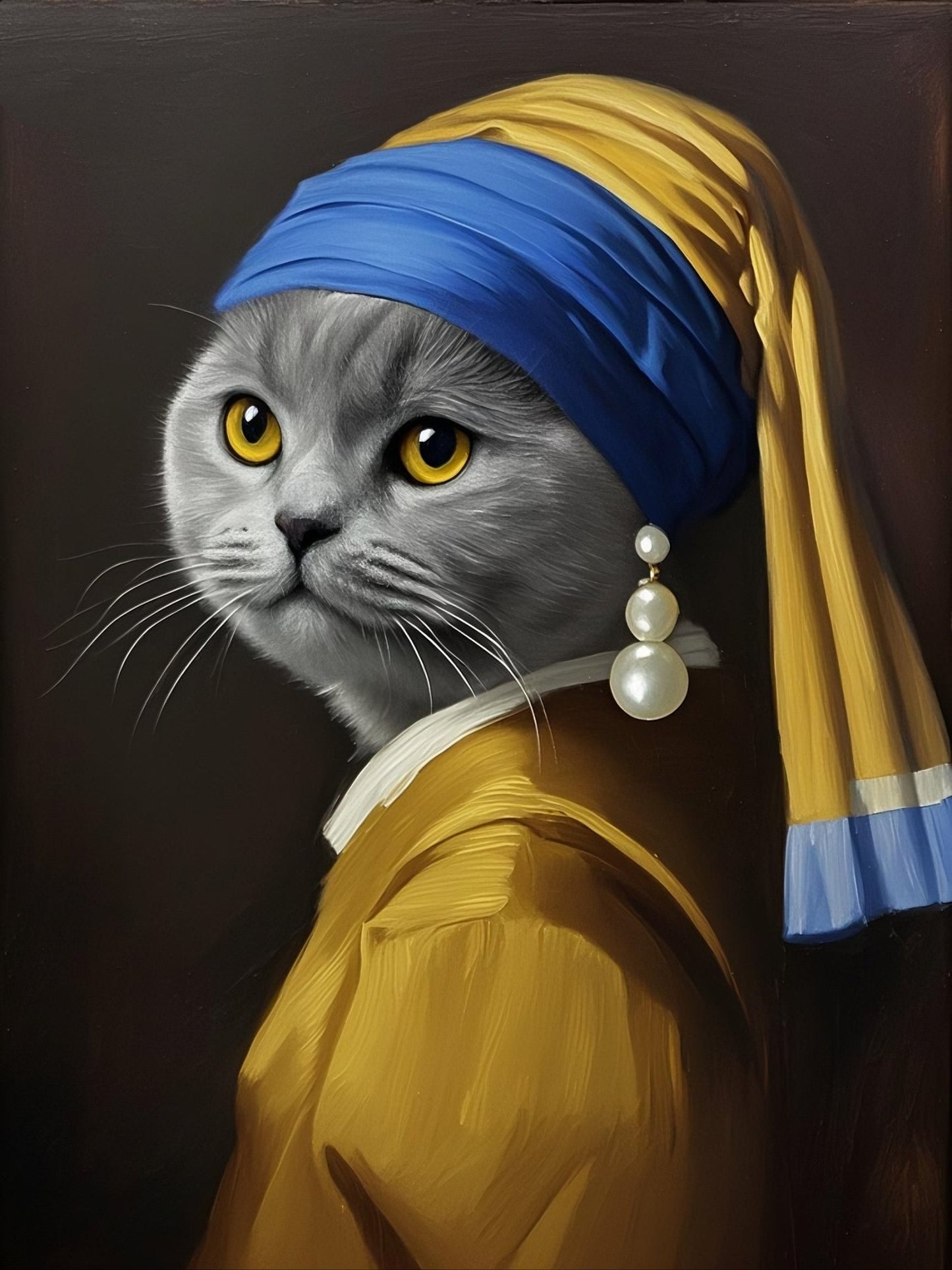 Pet with a Pearl Earring - Custom Pet Portrait - PetLouvre