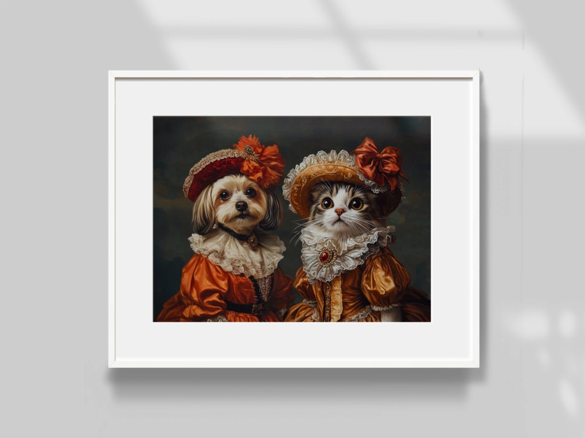 custom renaissance group pet portrait artwork for wall decor
