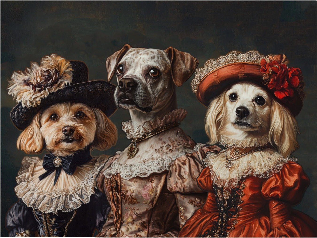 renaissance group pet portrait canvas print display
