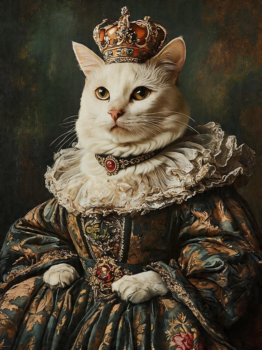 custom royal cat portrait with classic royal background