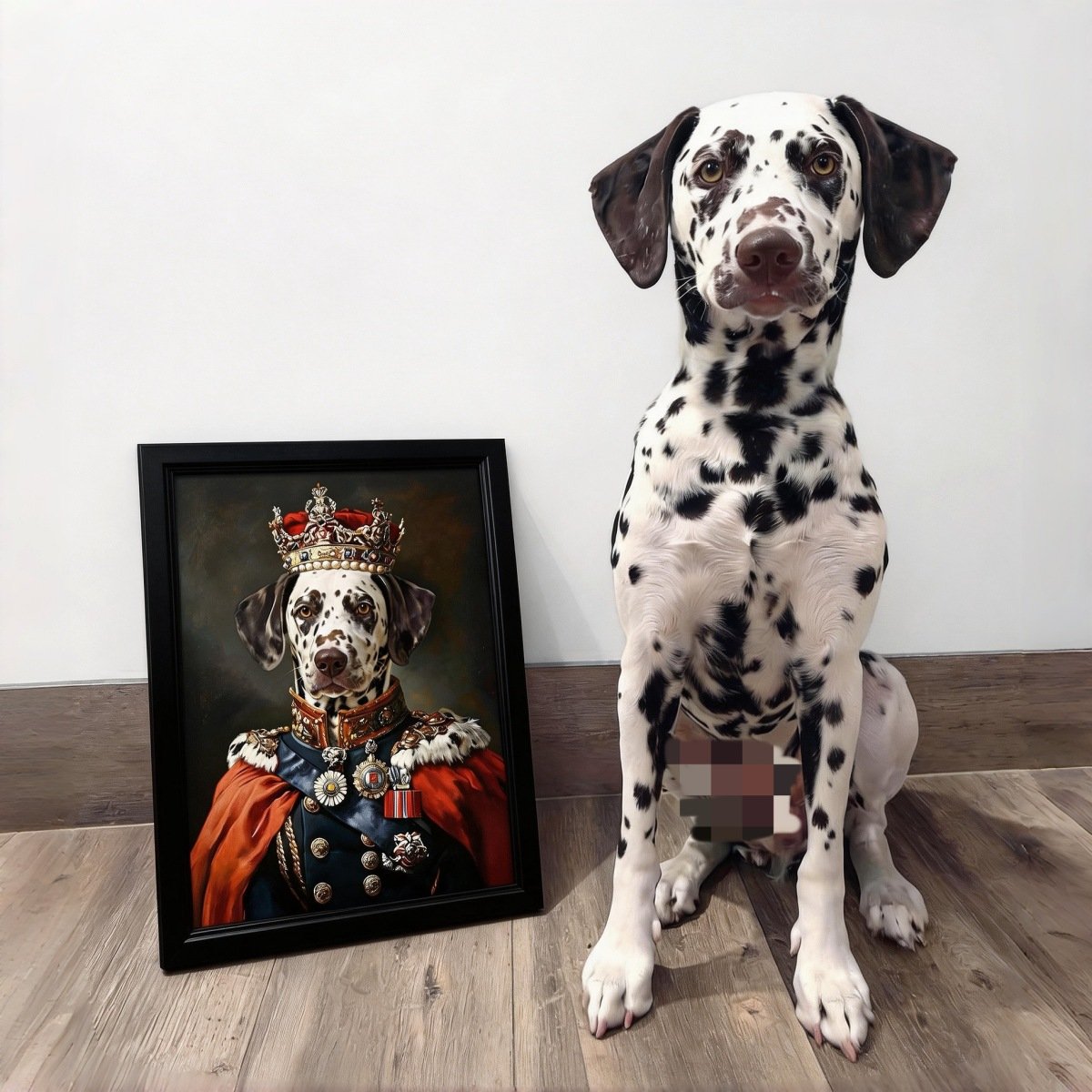 custom dog portrait in royal king costume