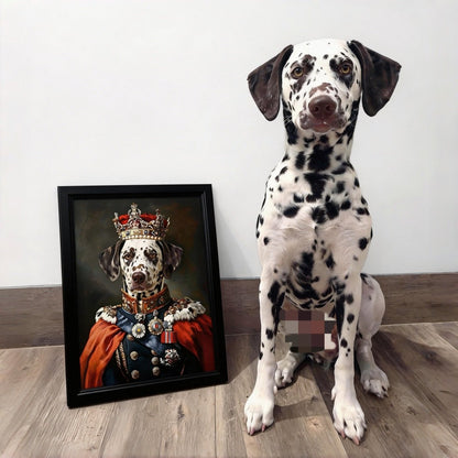 custom dog portrait in royal king costume