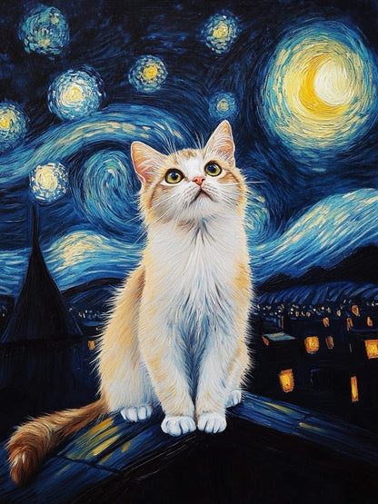 custom pet portrait van gogh starry night style