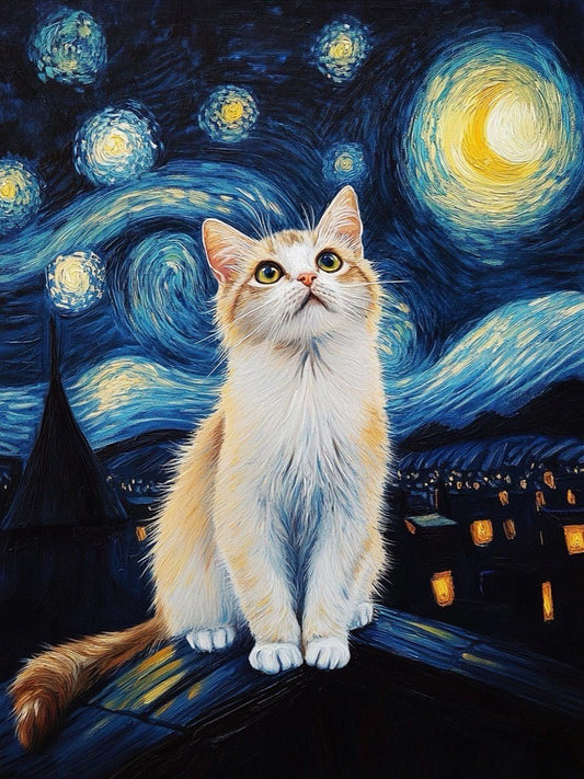 custom pet portrait van gogh starry night style