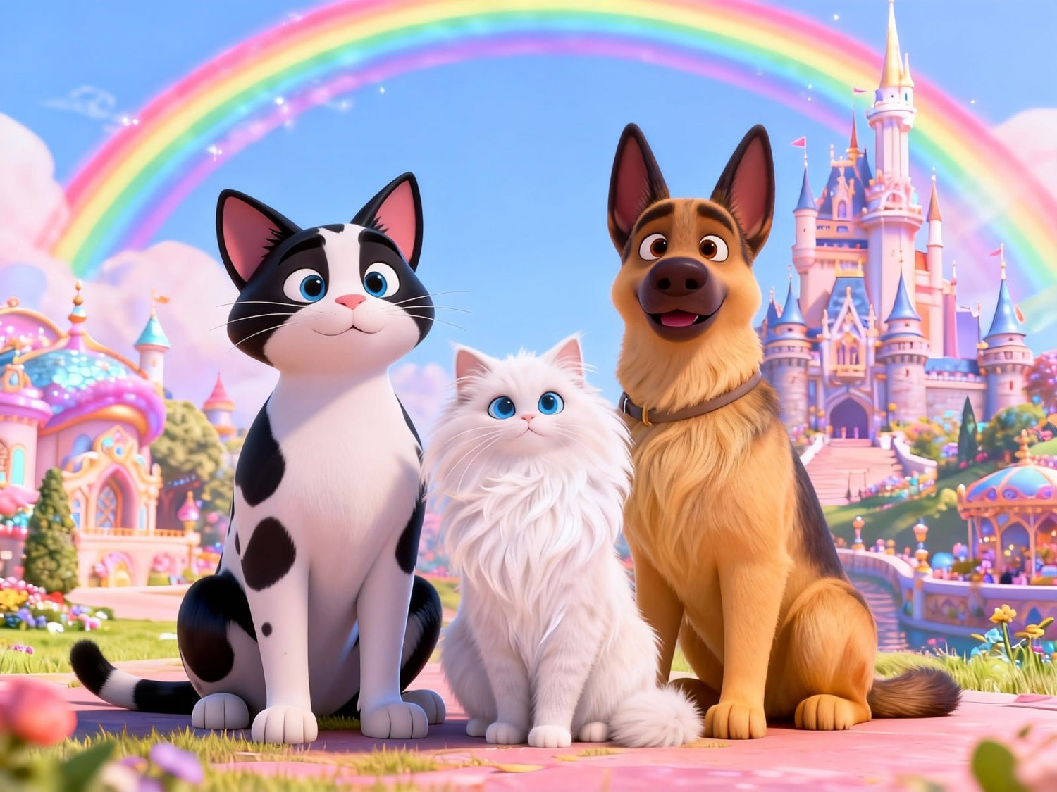custom pet portrait family illustration style