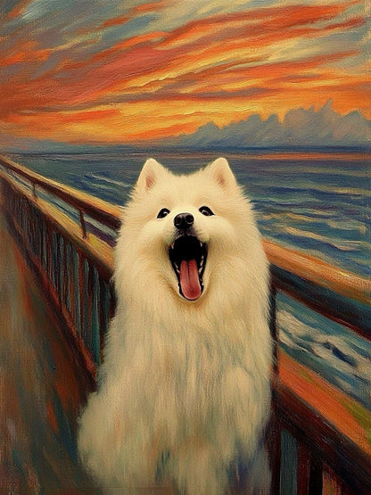 custom pet portrait inspired by the scream painting