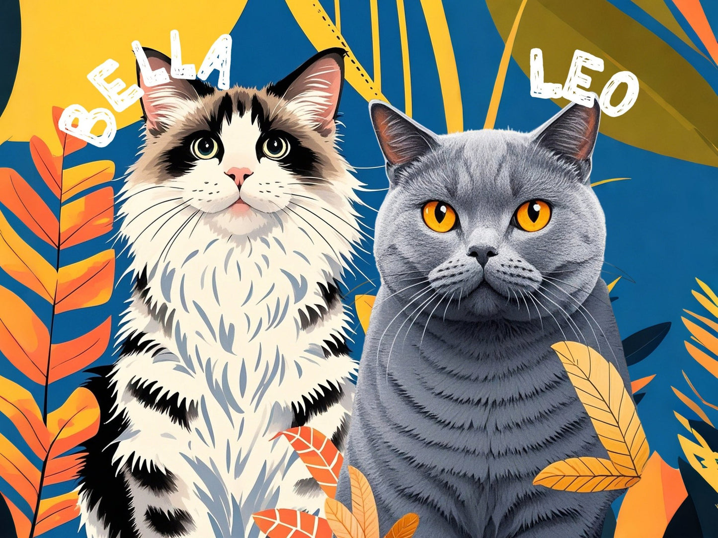 tropical pet portrait custom artwork