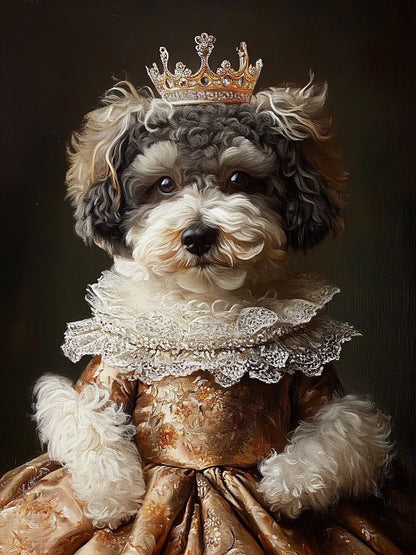 personalized puppy portrait in royal theme