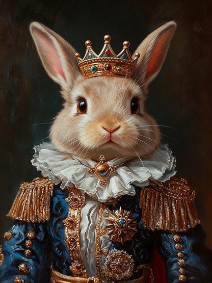 royal rabbit portrait canvas wall art