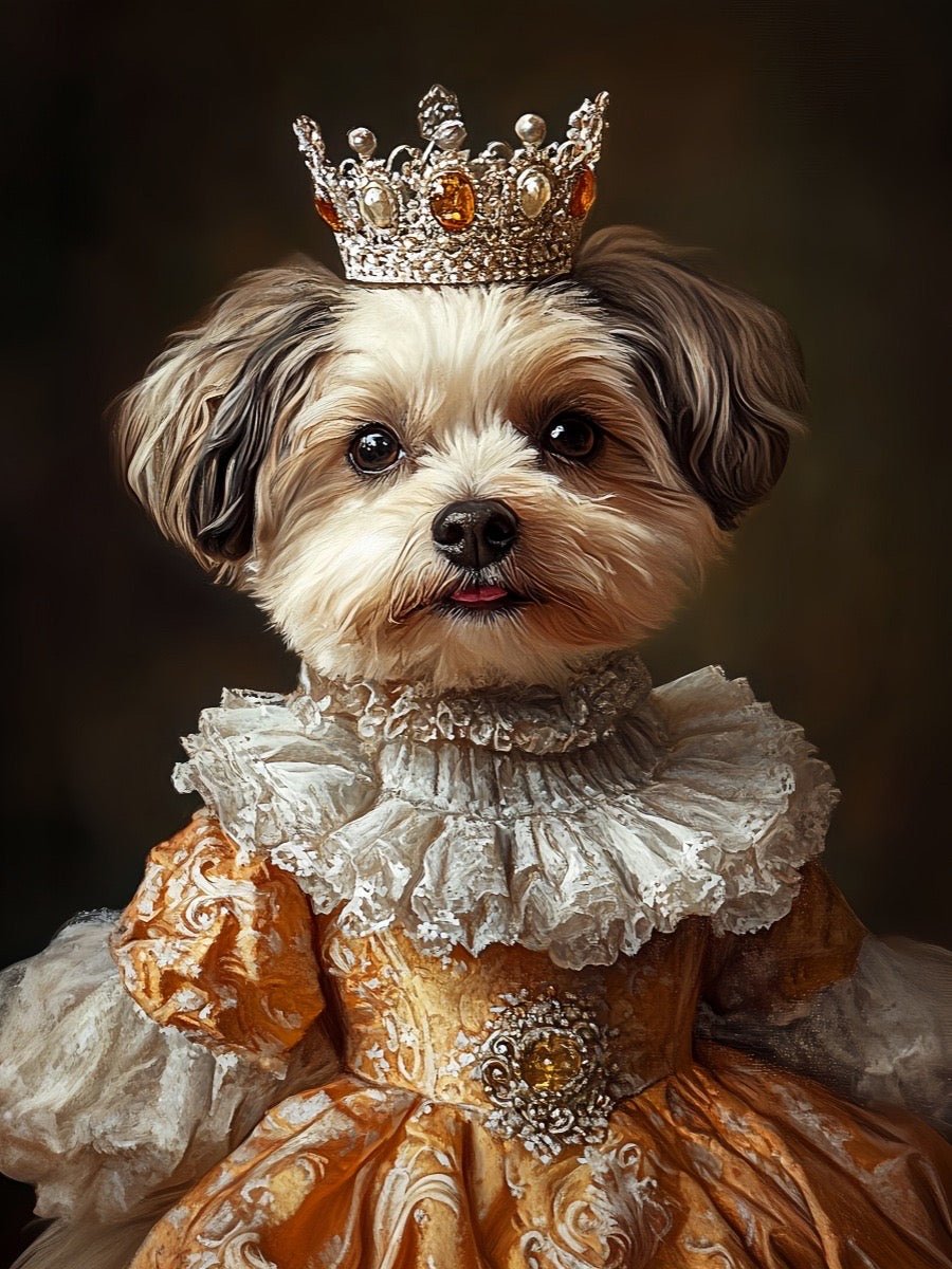 custom dog portrait with cute royal background