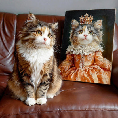 cute royal style cat portrait home decor